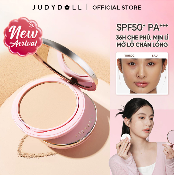 Phấn Nền JUDYDOLL 8,5g Peach Skin Matte 2-Way Cake Mịn Da Dễ Dùng Khô Thoáng, 2 màu lựa chọn (1)
